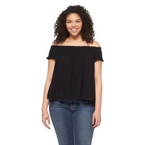 Black Off the Shoulder Baby Doll Top